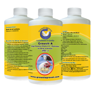 Growvit-A- Powerful Vitamin- A Palmitate Nutritional Roup for Poultry & Cattle 