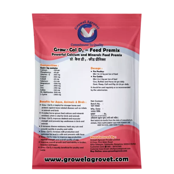 Grow-Cal D3 – Feed Premix: Calcium & Minerals Feed Premix For Animals And Poultry.