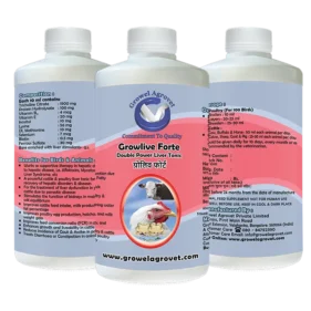Growel Growlive Fortte powerful veterinary liver tonic for aquaculture, poultry, cattle, horses, pigs, goats, sheep, birds, and pigeons