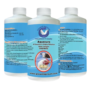 Aquacure - Powerful and Highly Effective Water Sanitizer and Acidifier for Aquaculture,Poultry, Cattle, Horses, Pigs, Goats, Sheep, Birds, and Pigeons