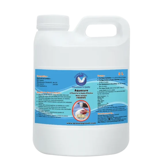 Aquacure water sanitiser and acidifiers for aquaculture, animal, and poultry