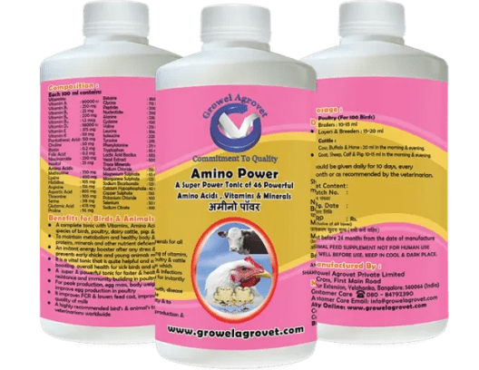 Amino Power - 46 Amino Acids, Vitamins, and Minerals for Aquaculture,Poultry, Cattle, Horses, Pigs, Goats, Sheep, Birds, and Pigeons
