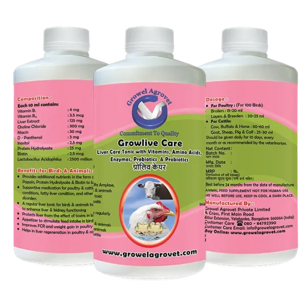 Animal Liver Tonic with Vitamins, Amino Acids, Probiotics, and Liver Stimulants for Aquaculture,Poultry, Cattle, Horses, Pigs, Goats, Sheep, Birds, and Pigeons