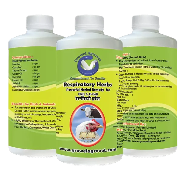 Medicine for CRD, E – Coli ,Caugh and Cold in Poultry, Cattle, Pigs, Goats, Sheep, Birds and Pigeons
